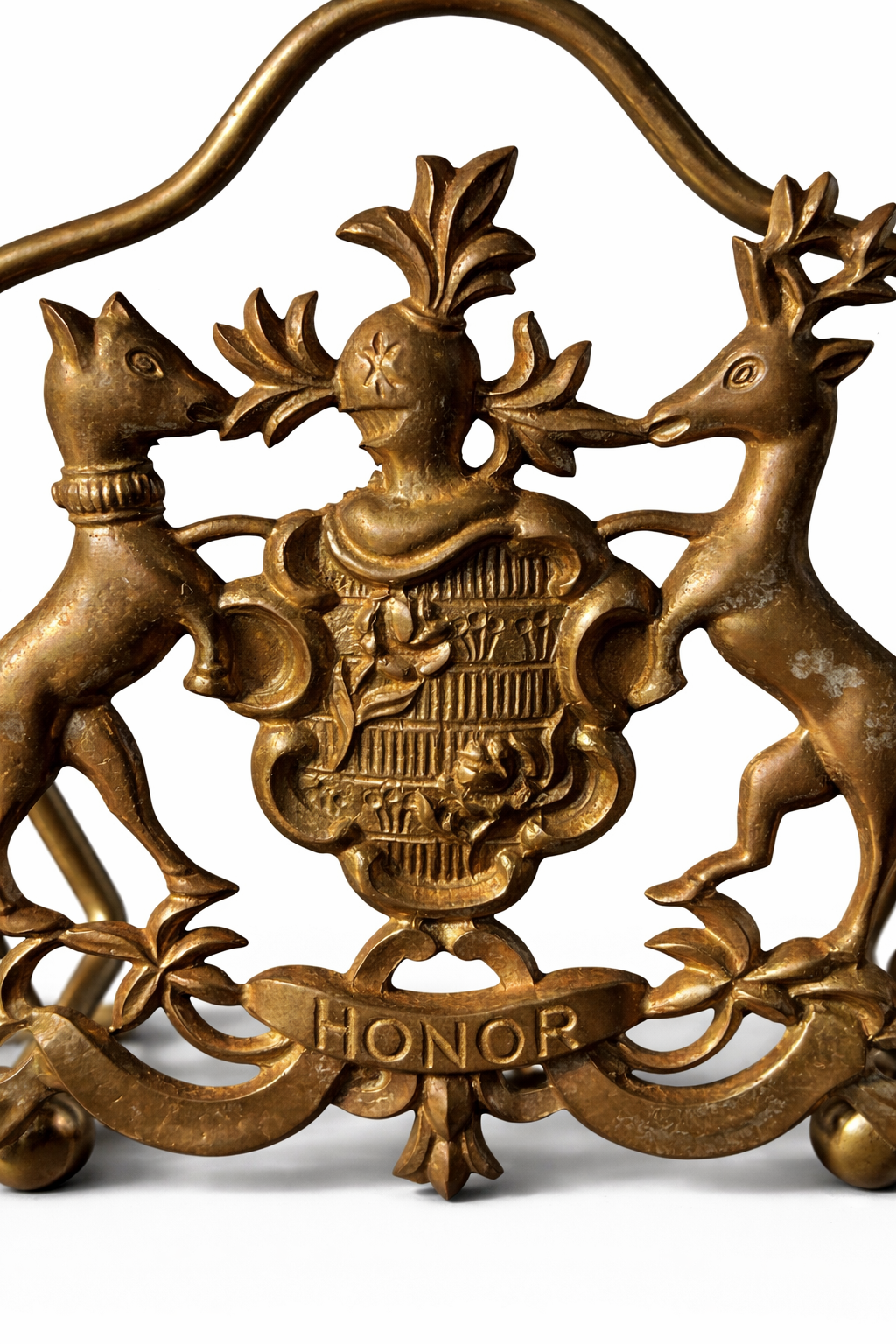 Vintage Brass Letter Holder with “Honor” Crest