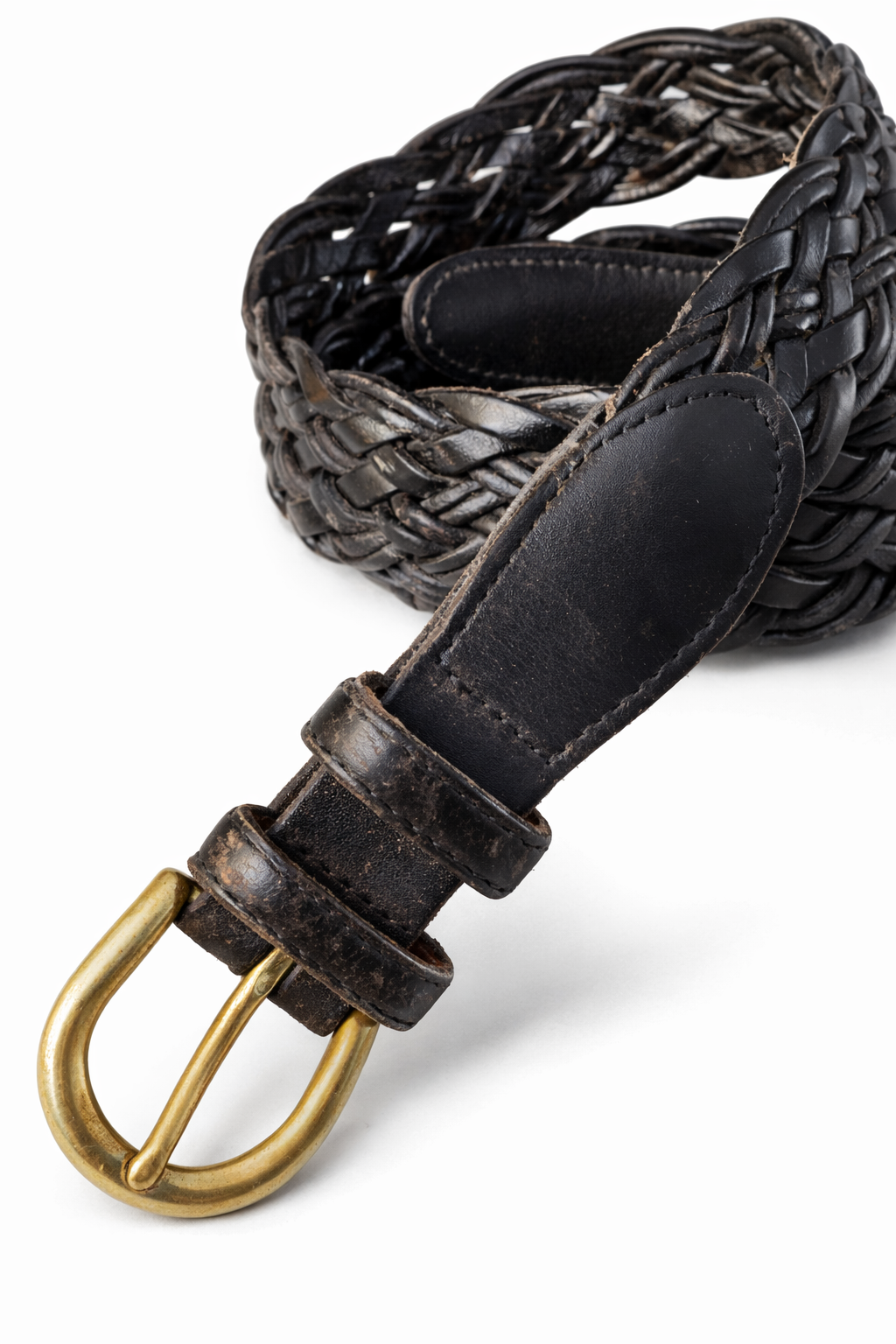 Vintage Coach Woven Leather Belt – Black – 40”