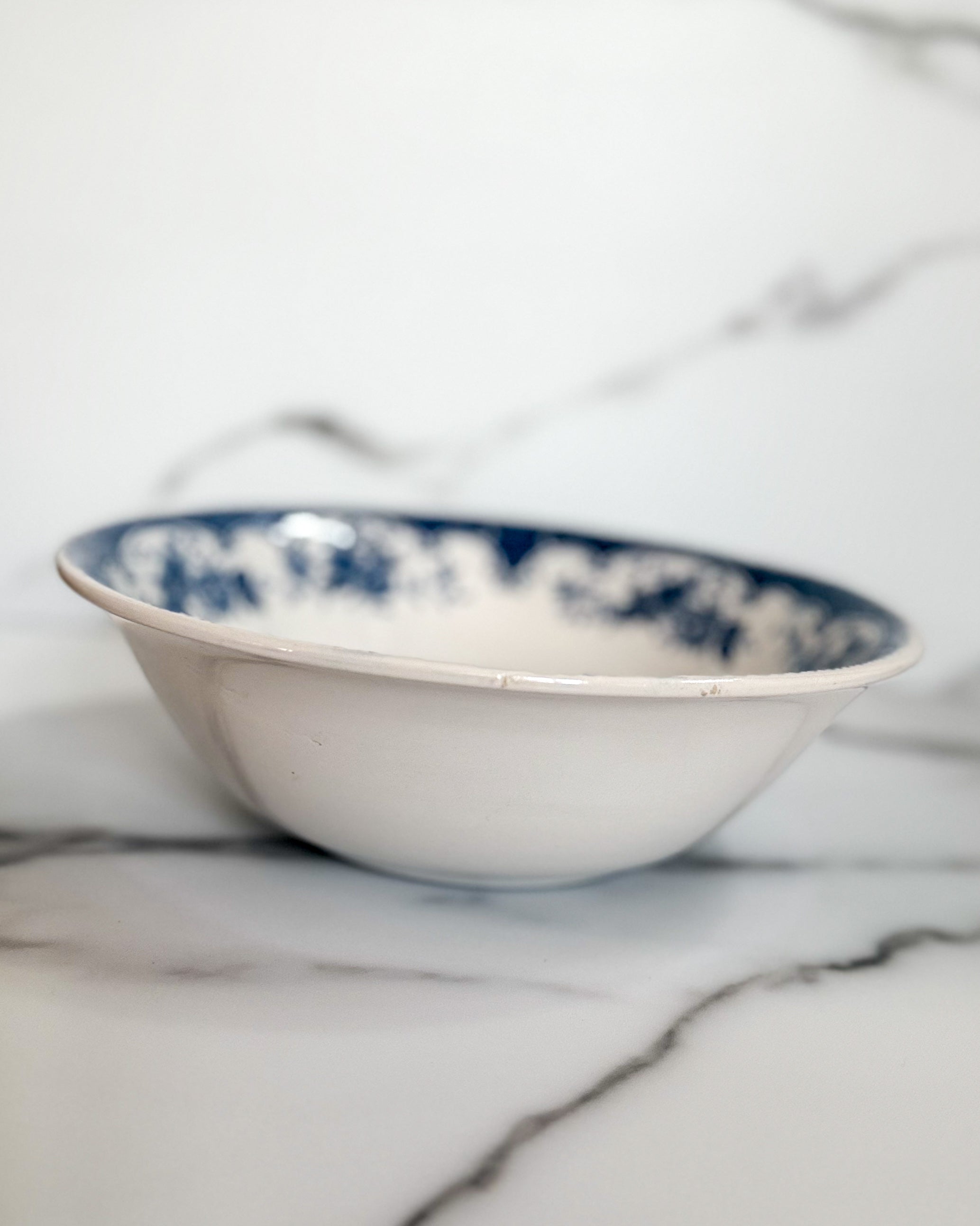 Vintage Blue & White English Village Transferware Serving Bowl | Made in Japan