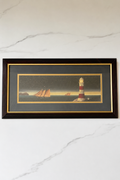 Martin Wiscombe “Sailors Glow” Framed Nautical Lighthouse Print  24.5” x 12.5”