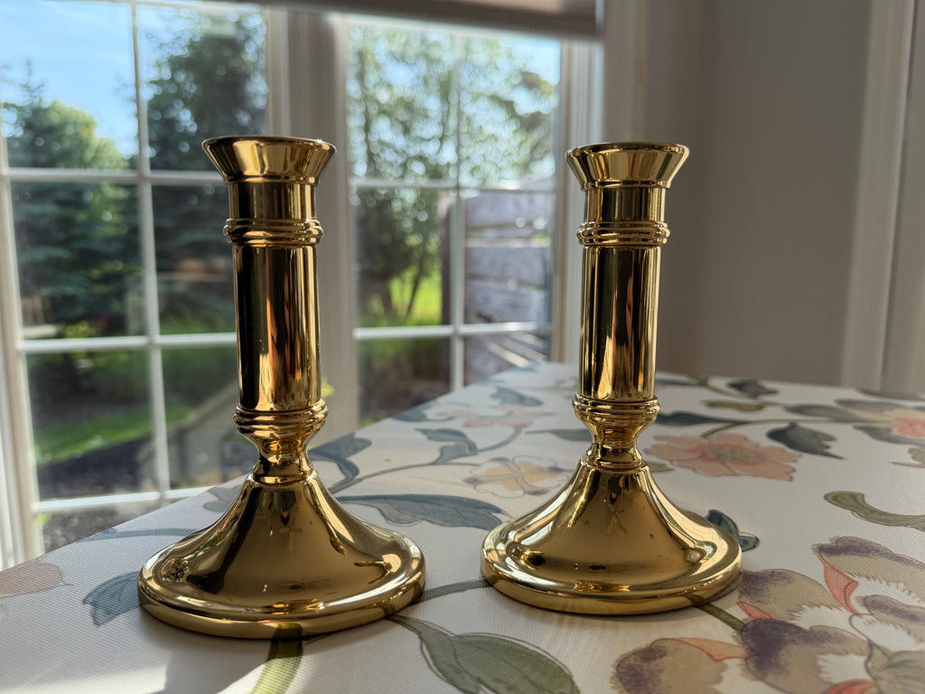 Pair of Vintage Brass Baldwin Candlestick Holders