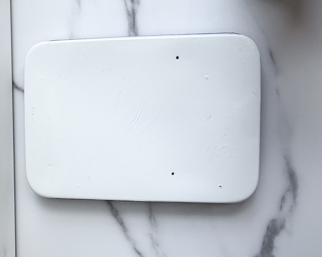 Vintage White Enamelware Trays with Cobalt Blue Rim , Set of 2 , 10.5” x 7.5