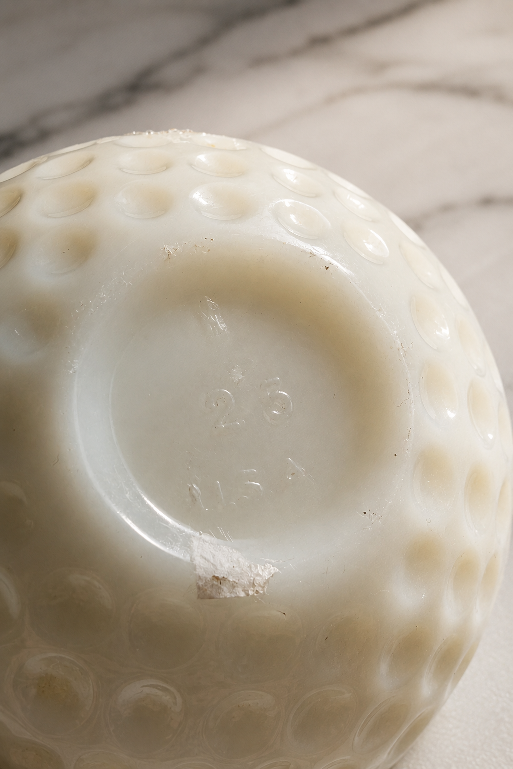 Anchor Hocking milk glass golf ball shaped trinket box