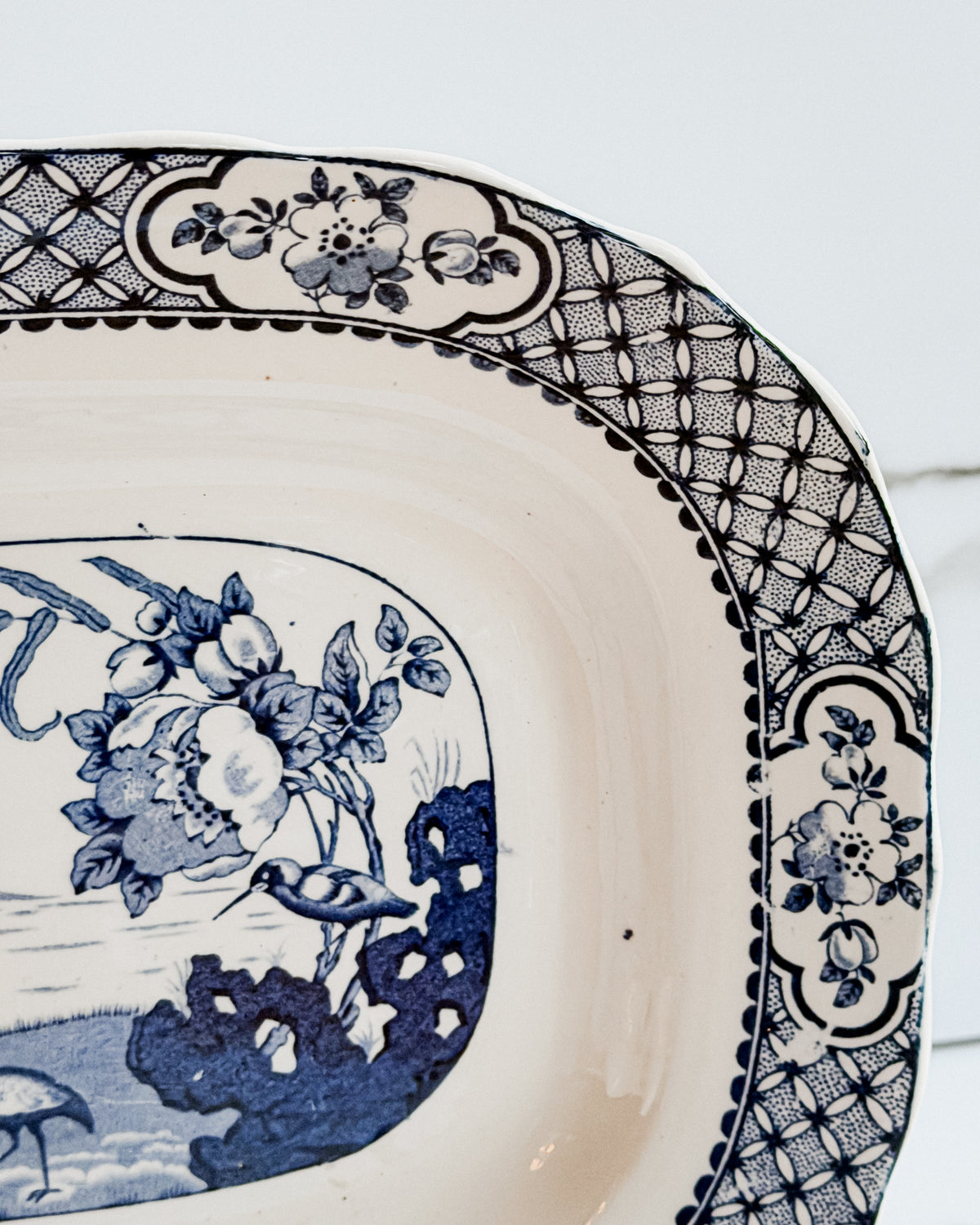 Vintage Moven Blue & White Transferware Oval Platter