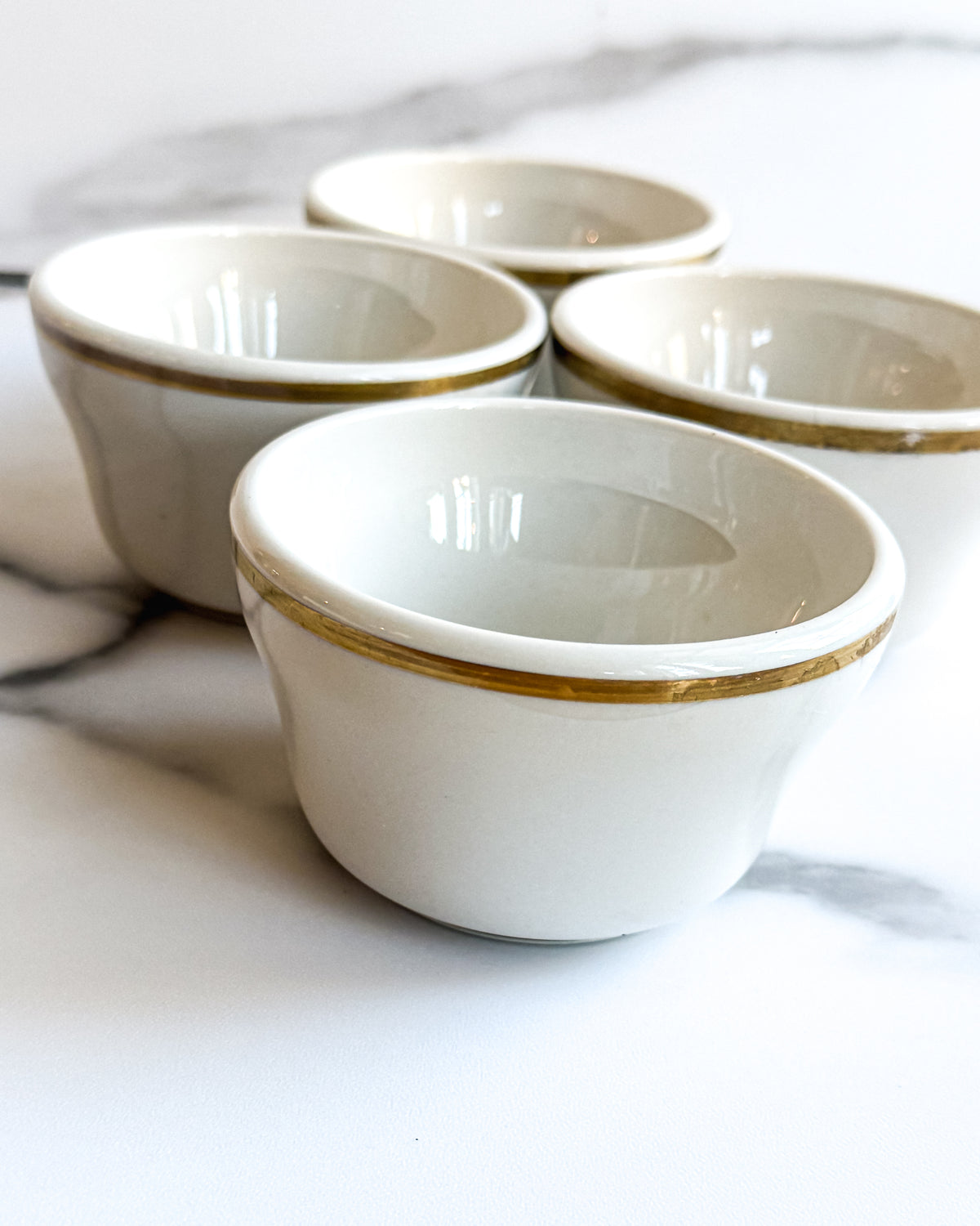 Vintage Shenango China Gold Rim Restaurant Ware Bowls, Set of 4, Anchor Hocking USA