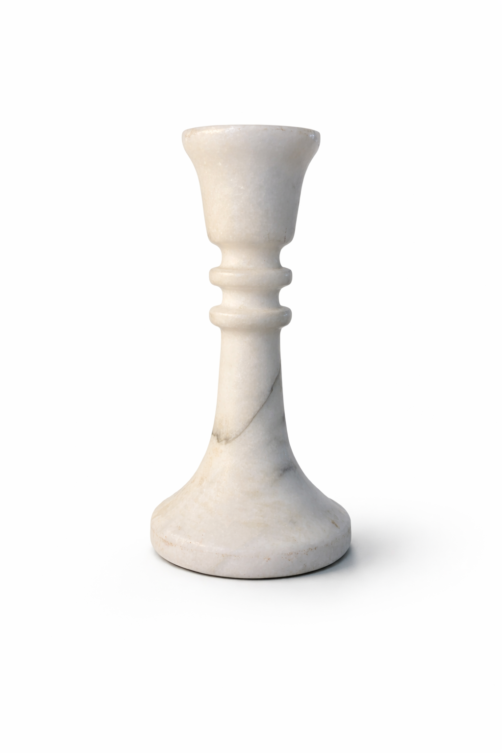 Vintage Carved White Marble Candlestick Holder