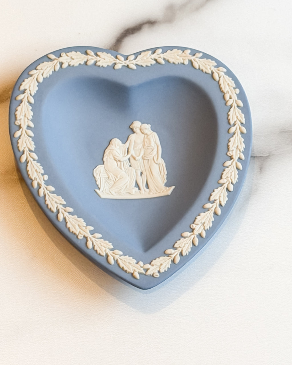 Vintage Wedgwood Blue Jasperware Heart Trinket Dish Classical Lovers Made in England