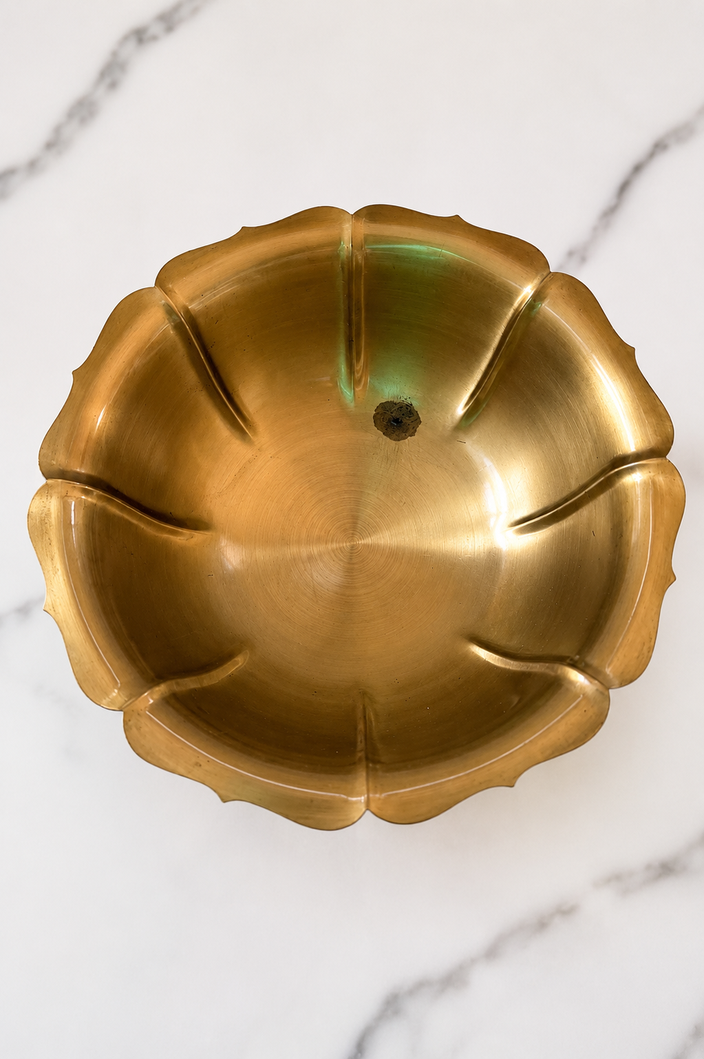 Vintage Brass Scalloped Tulip Pedestal Bowl
