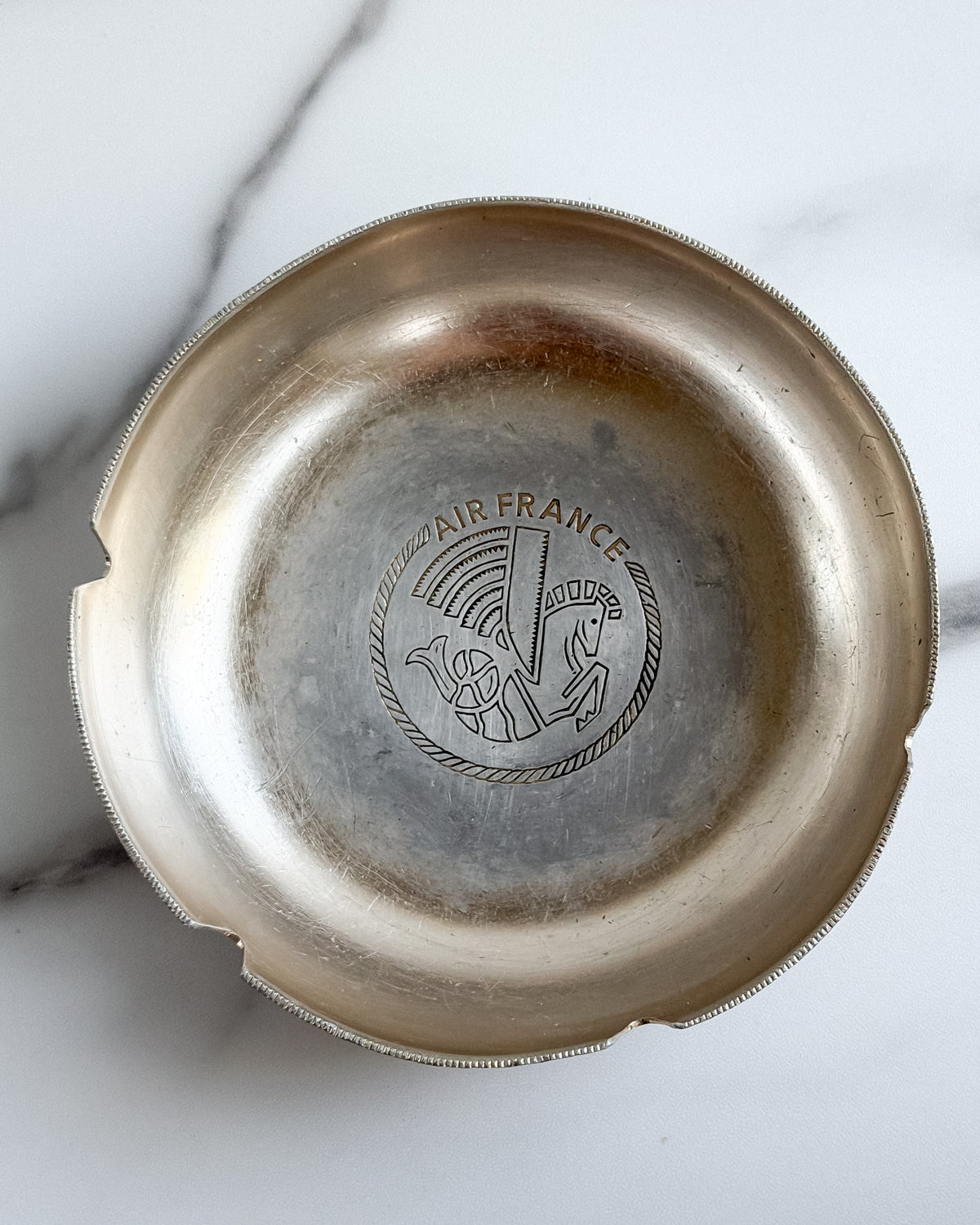 Vintage Air France Aluminum Ashtray – 5.5” Airline Advertising Aviation Collectible
