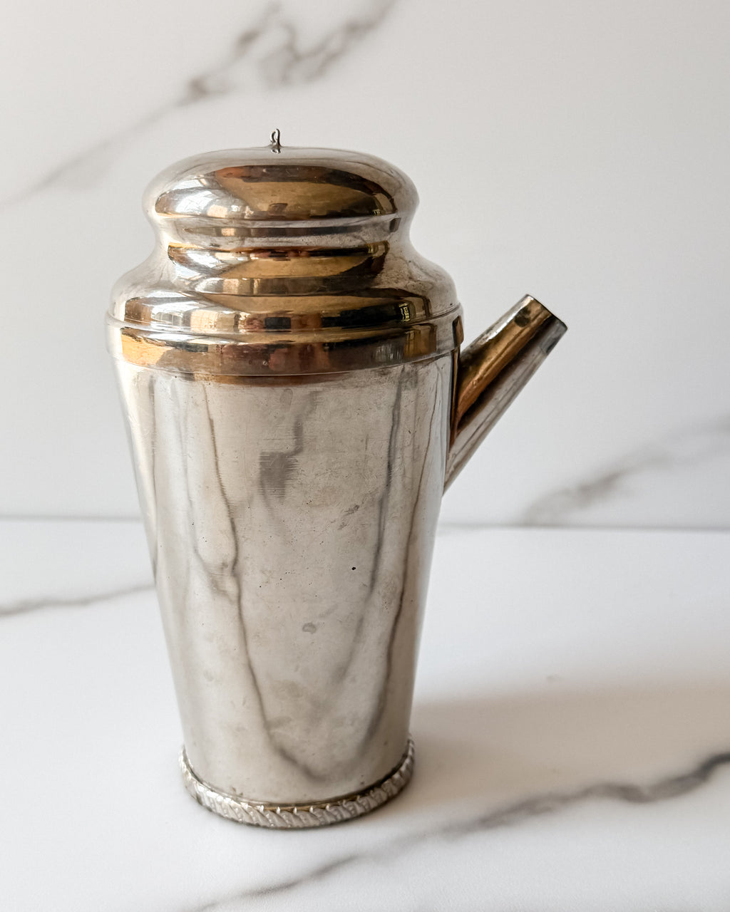 Vintage Silver Plate Cocktail Shaker with Pour Spout Art Deco Barware