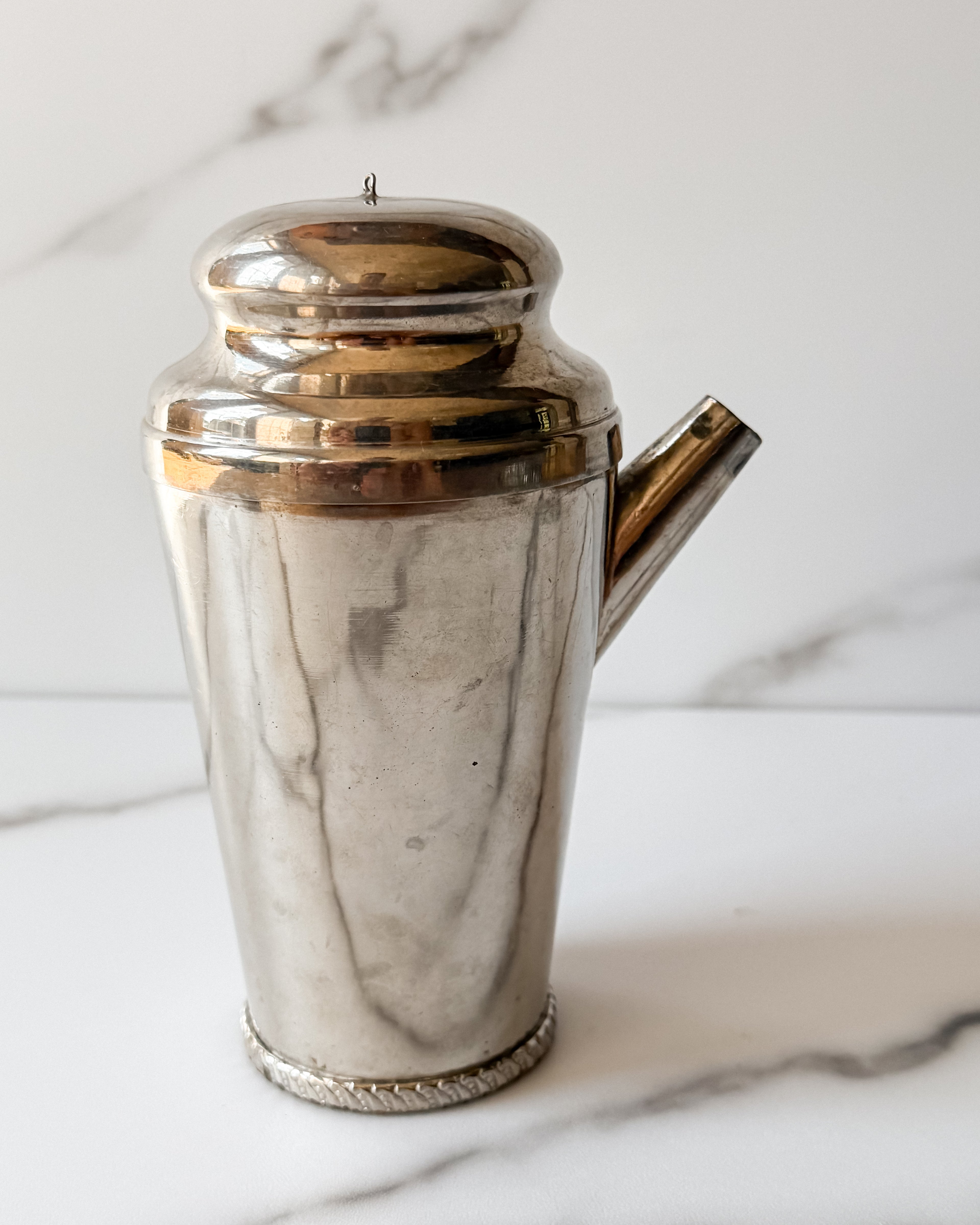 Vintage Silver Plate Cocktail Shaker with Pour Spout Art Deco Barware