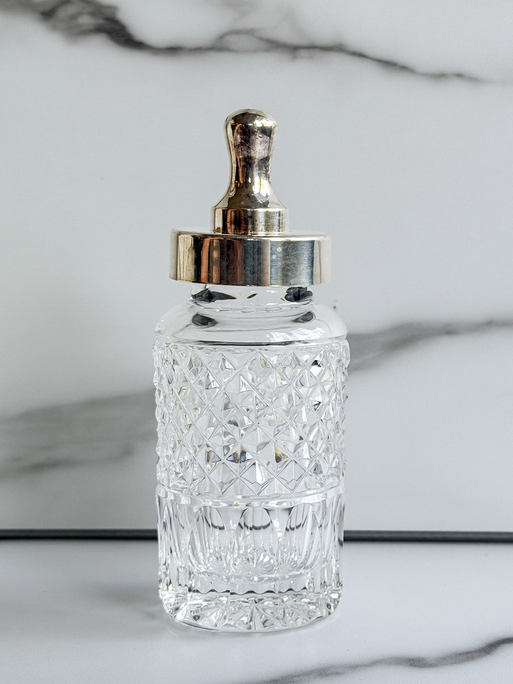 Vintage Cut Crystal & Silver-Tone Baby Bottle with Stopper