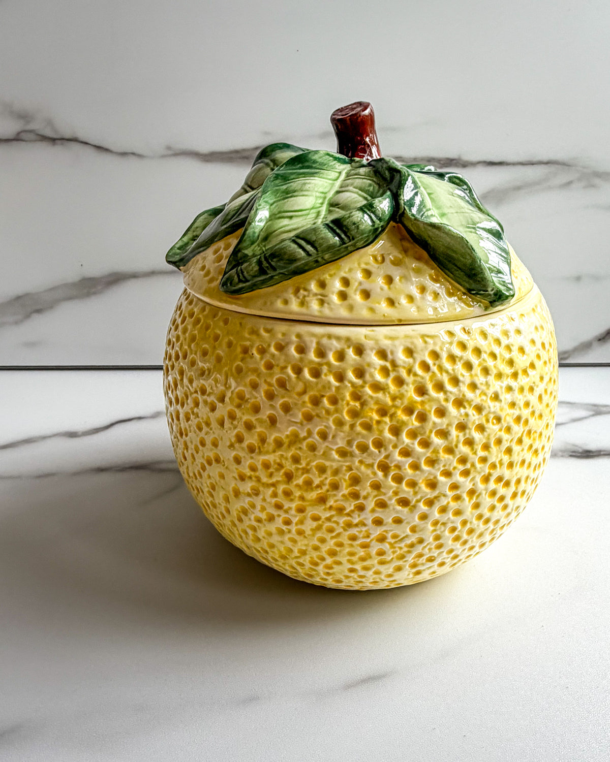 Vintage W.C.L. Ceramic Yellow Lemon Canister with Lid Jar