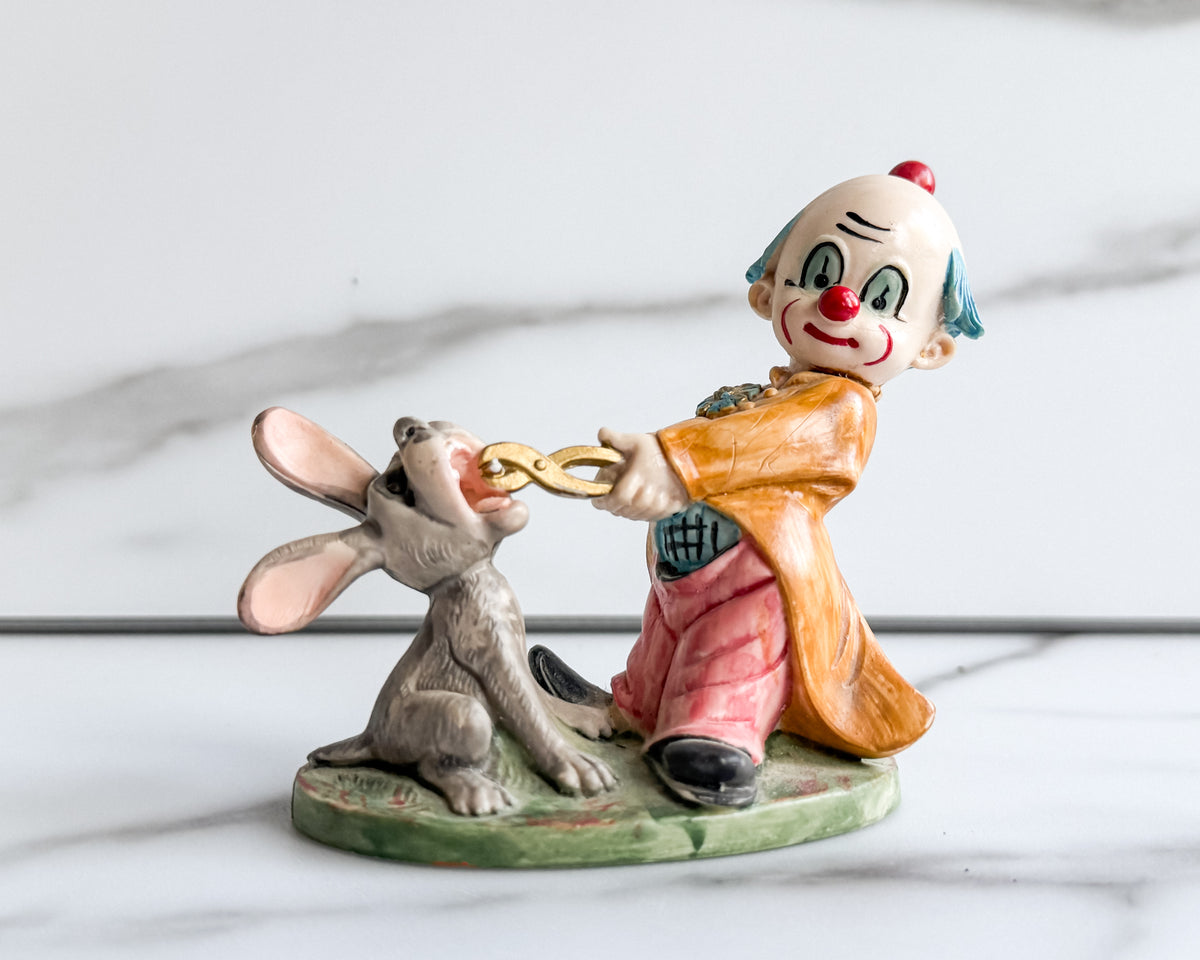 Vintage Fontanini Made in Italy Clown & Donkey Figurine –Hand Painted 3.5”