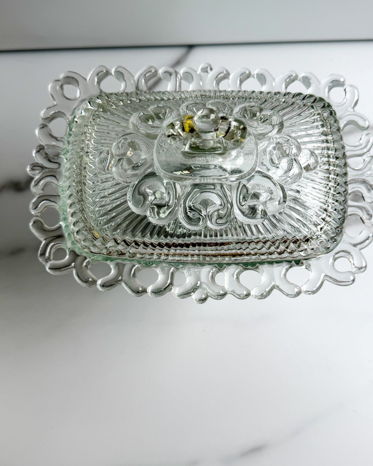 Vintage Indiana Glass Covered Candy Dish Clear Glass Pedestal Compote with Lid