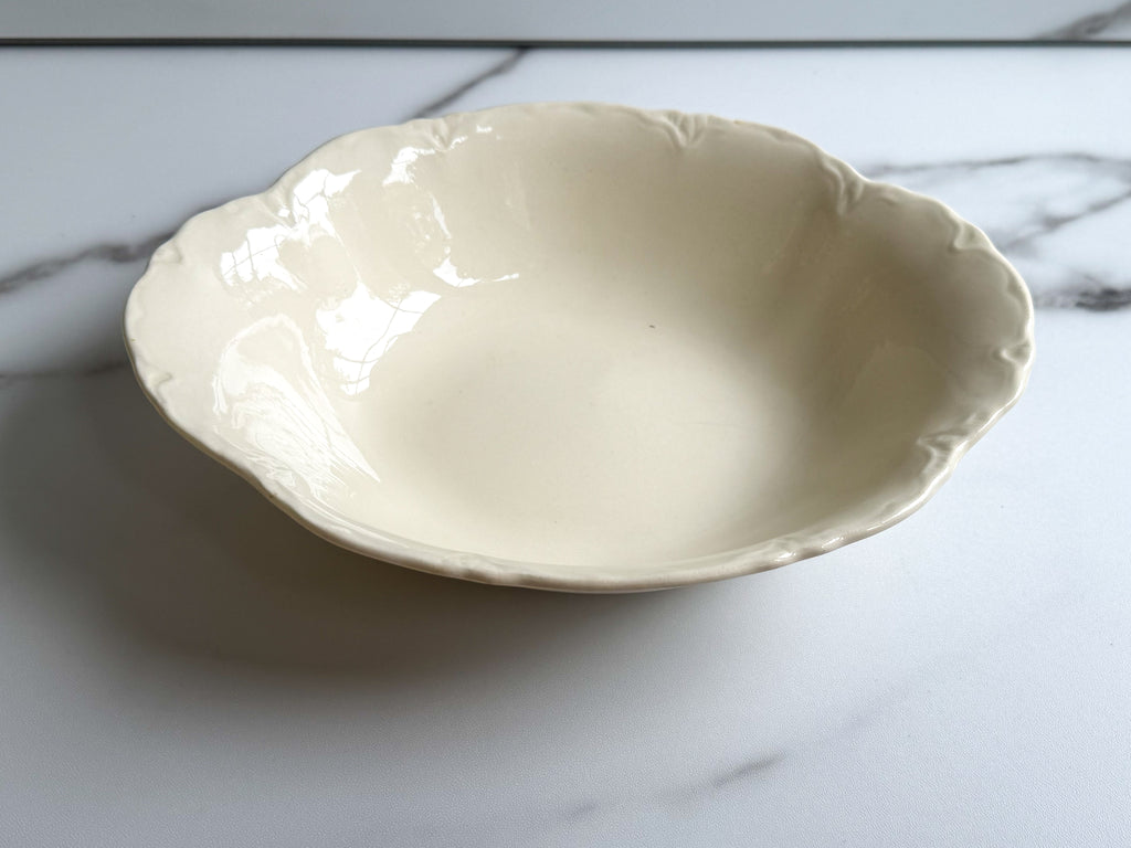 Vintage Homer Laughlin Ivory Serving Bowl Embossed Scalloped Rim Made in USA