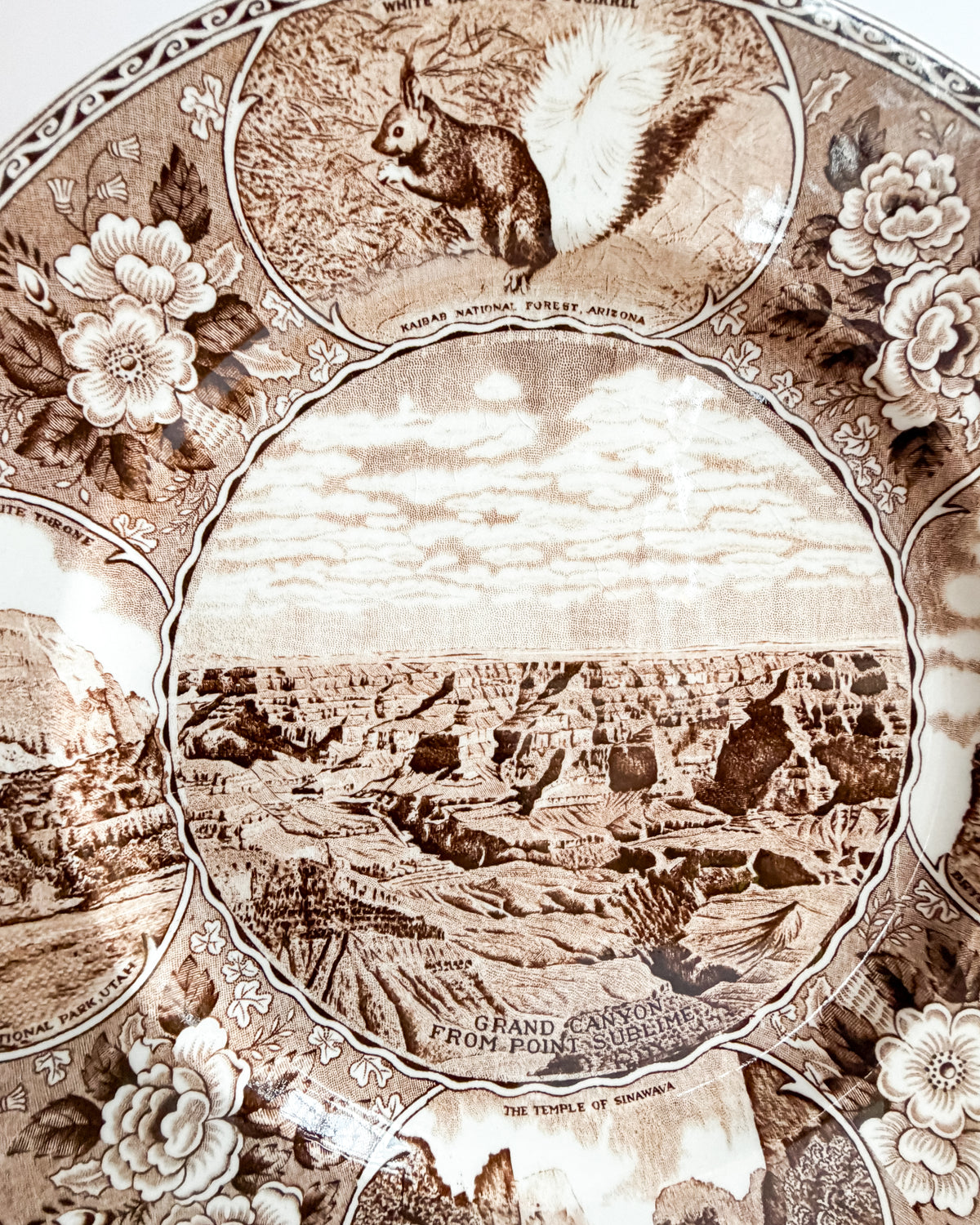 Vintage Johnson Brothers Grand Canyon Zion Bryce National Parks Souvenir Plate Brown Transferware England