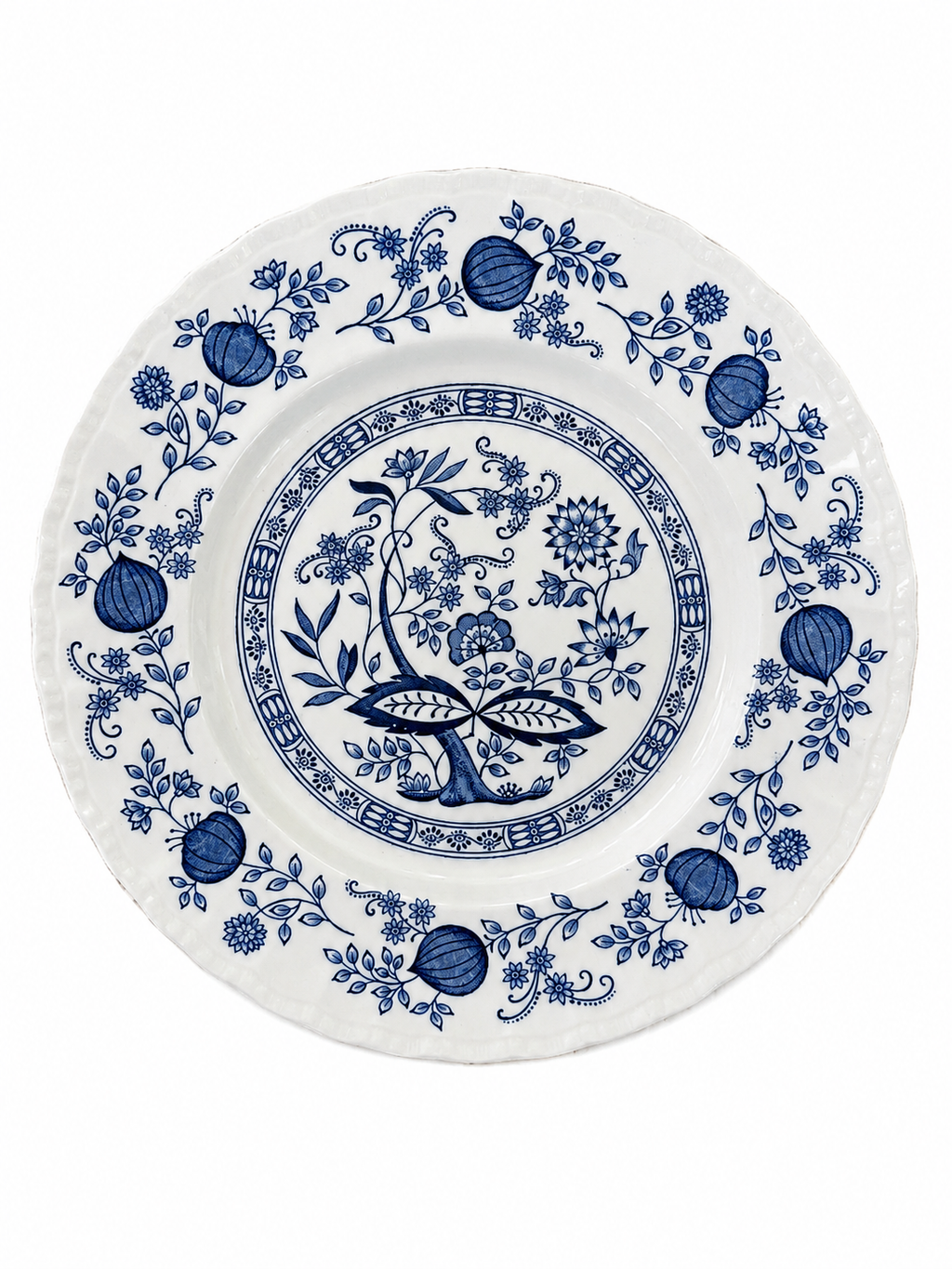 Vintage Enoch Wedgwood “Blue Heritage” Ironstone Dinner Plates – Set of 9 - 10” English Transferware