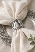 Bombay Silverplate Napkin Rings – Set of Four – Beaded Edge – New in Box