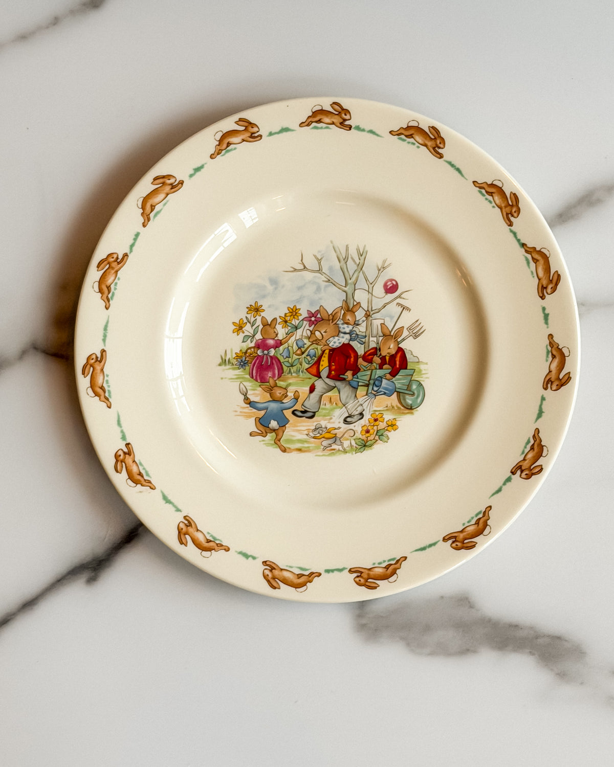 Vintage Royal Doulton Bunnykins Family Gardening Plate English Fine Bone China 8