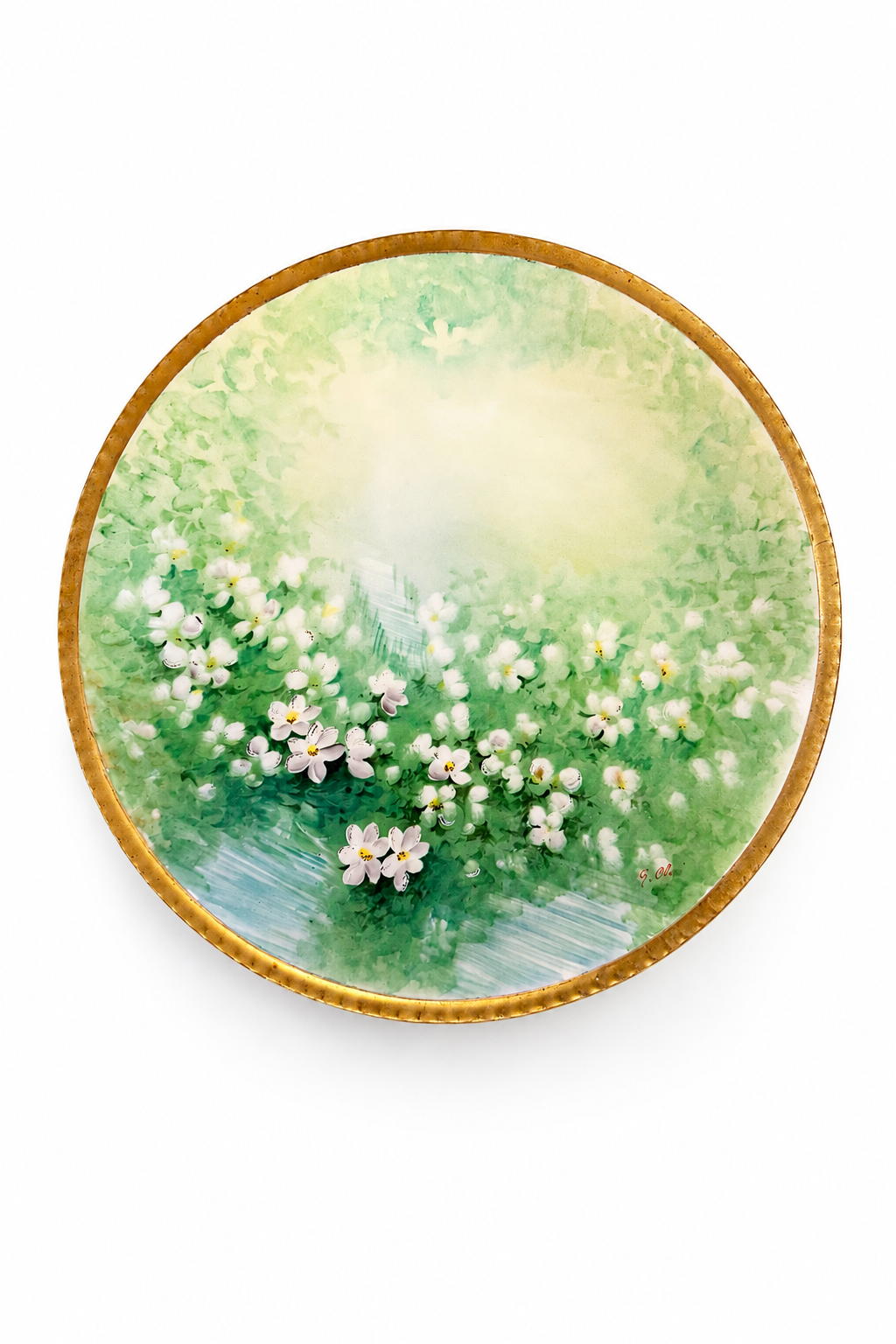 Ginori Italy Hand Painted Side Plate Decorative Floral Green Vintage