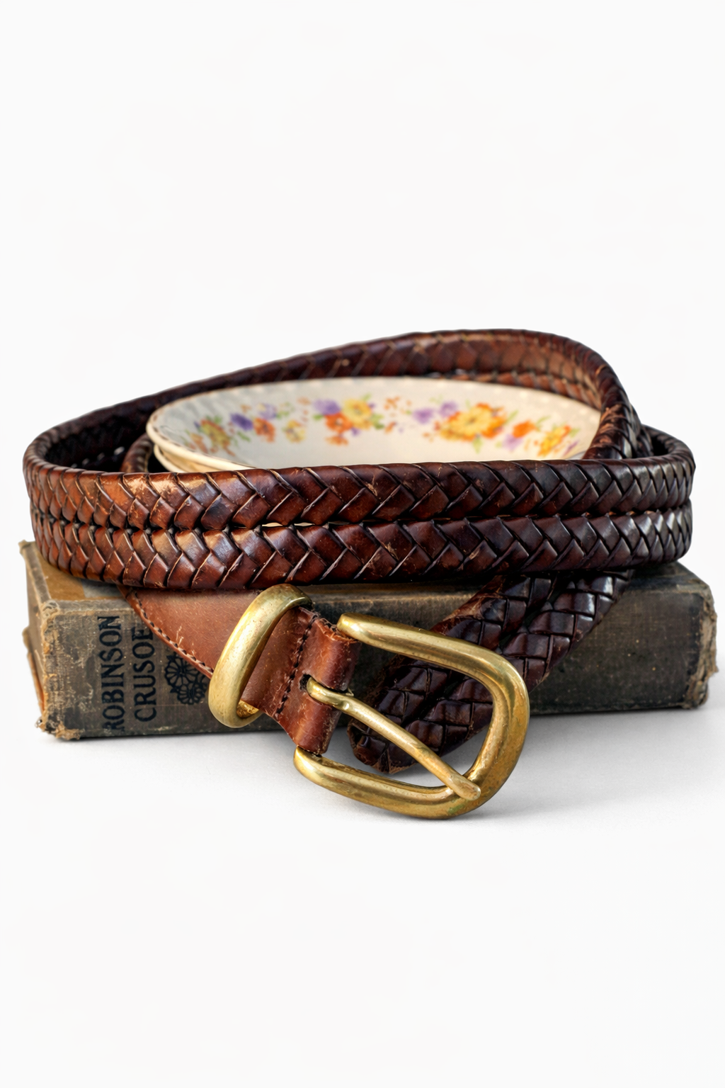 Vintage Coach Brown Woven Leather Belt – 42”