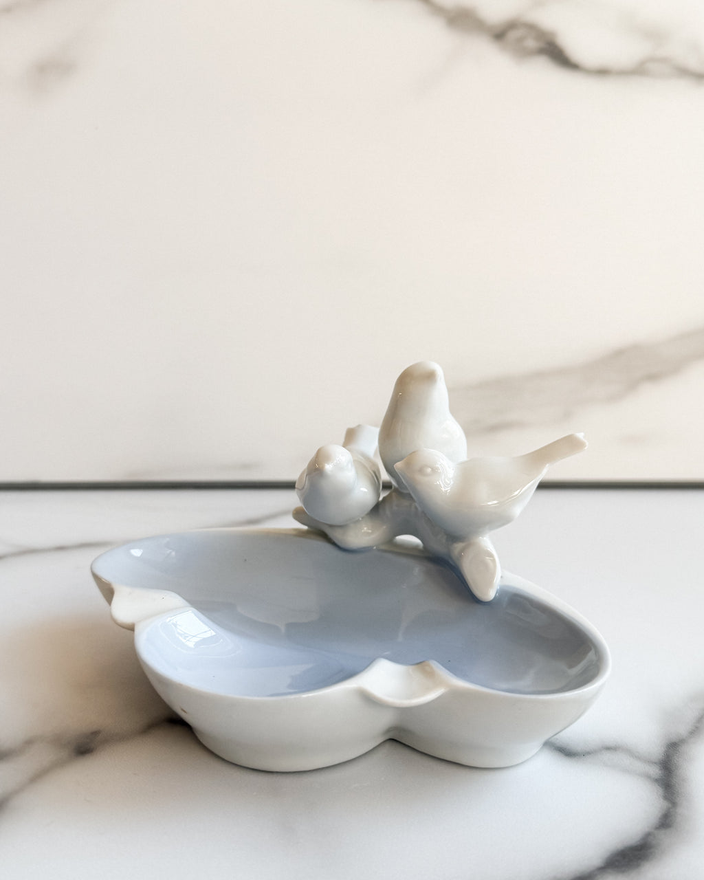 Vintage Gerold Porzellan Bavaria White Porcelain Three Birds Trinket Dish German Bird Figurine Bowl