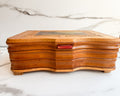 Vintage Carved Wood Jewelry Box with Mirror & Alpine Landscape Vanity Box