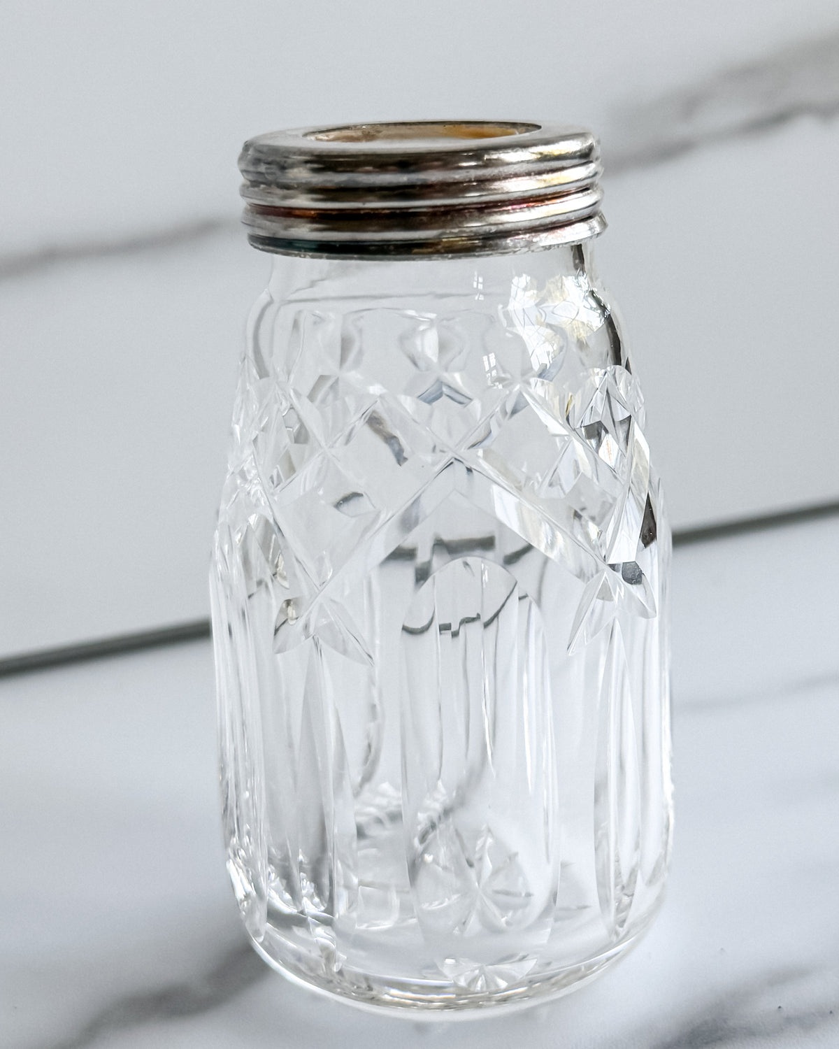 Vintage Cut Crystal & Silver-Tone Baby Bottle