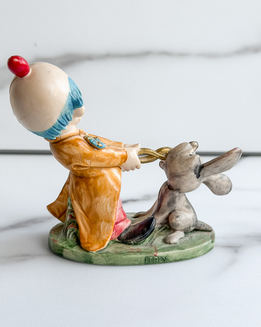 Vintage Fontanini Made in Italy Clown & Donkey Figurine –Hand Painted 3.5”