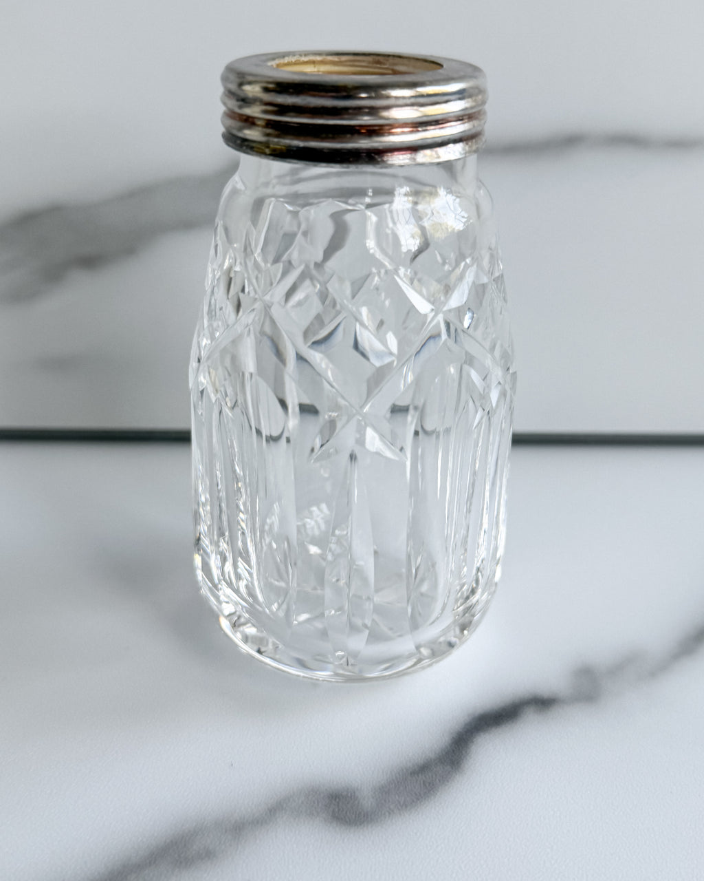 Vintage Cut Crystal & Silver-Tone Baby Bottle