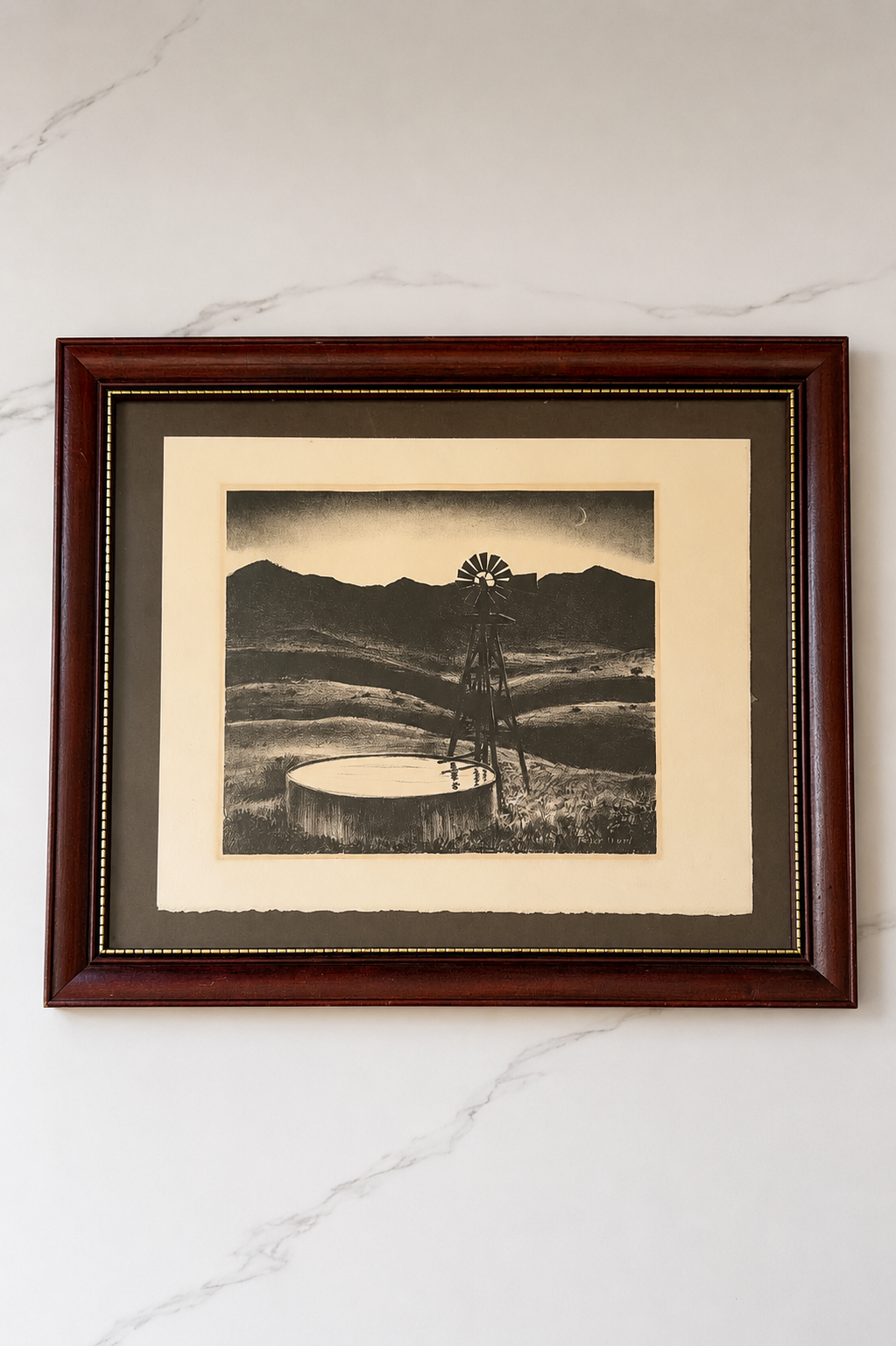 Peter Hurd “The Water Tank” Framed Lithograph