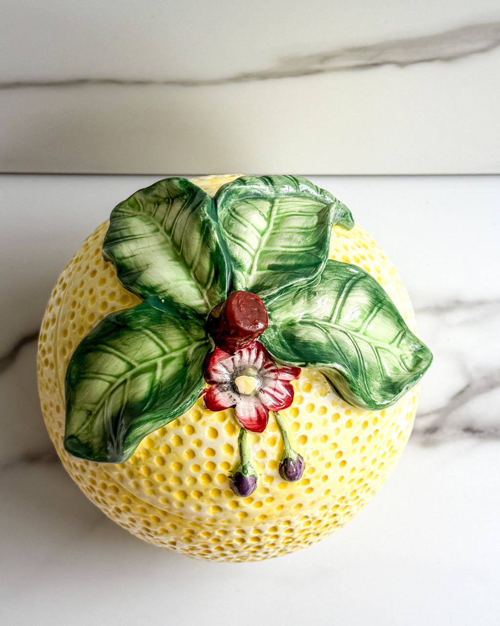 Vintage W.C.L. Ceramic Yellow Lemon Canister with Lid Jar