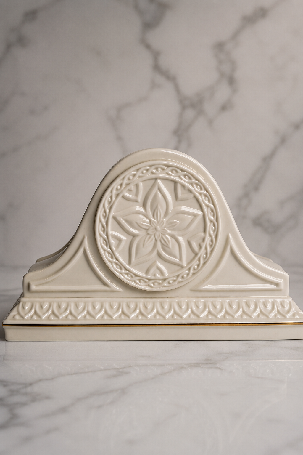 Lenox Timely Traditions Tambour Mantel Clock Ivory Porcelain Desk Clock