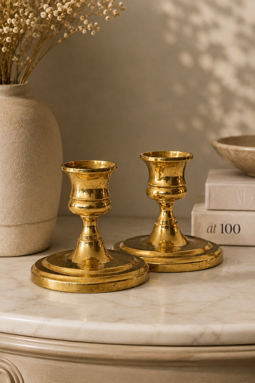Vintage Brass Candlestick Holders Pair
