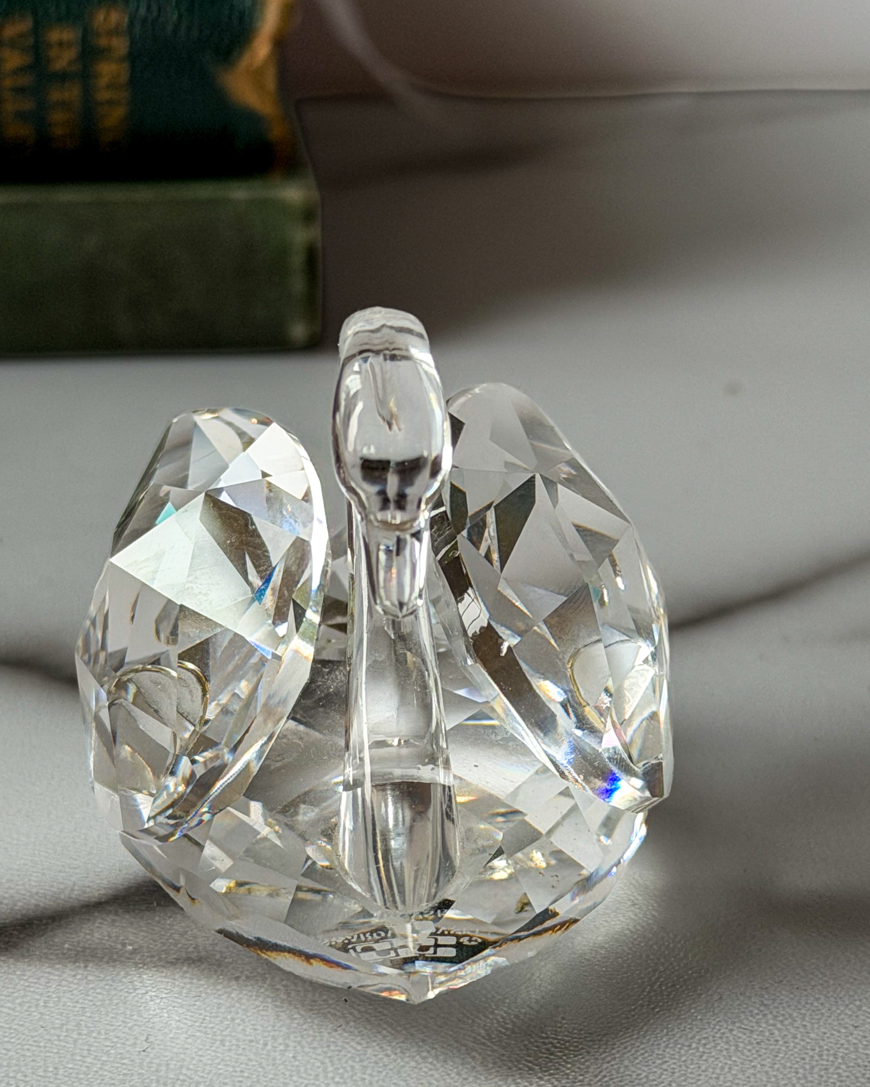 Vintage Swarovski Crystal Swan Figurine 2”