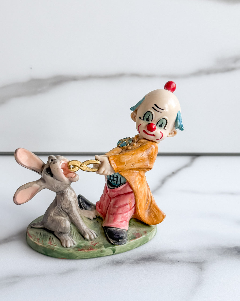 Vintage Fontanini Made in Italy Clown & Donkey Figurine –Hand Painted 3.5”