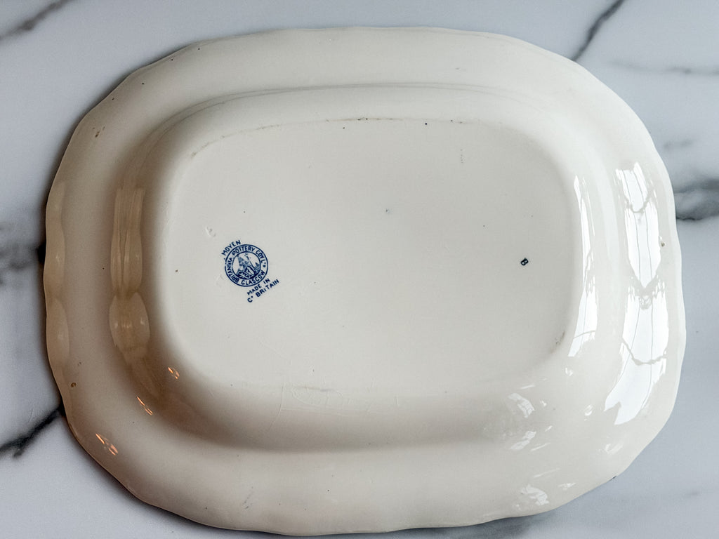 Vintage Moven Blue & White Transferware Oval Platter