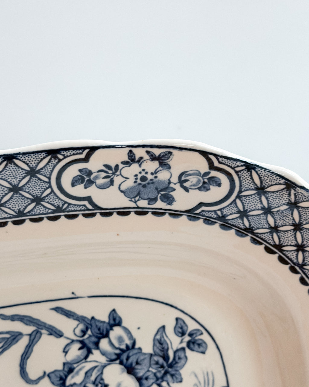 Vintage Moven Blue & White Transferware Oval Platter