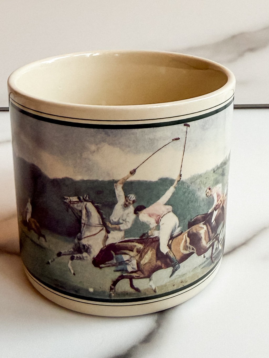 Vintage Polo Ralph Lauren Mug | Polo Players on Horseback | John Charles Dollman Artwork | Made in Japan Collectible Coffee Cup