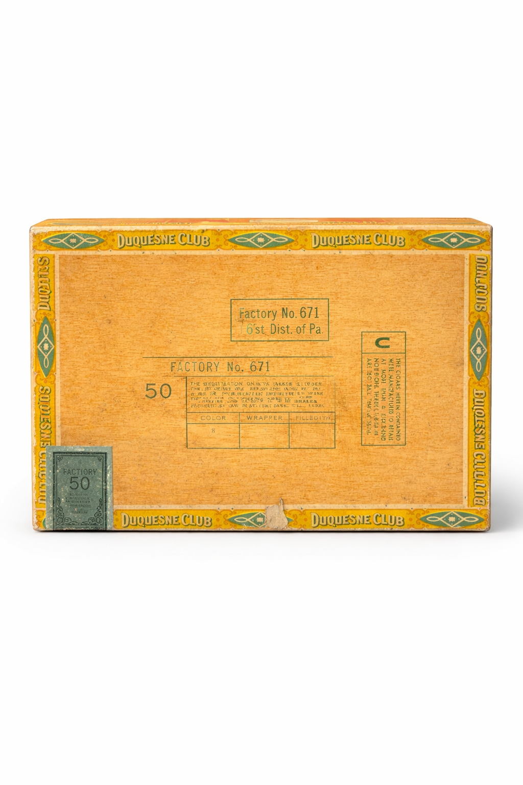 Vintage Duquesne Club Cigar Box – Pittsburgh Lithograph Interior “Say Du-Kane”