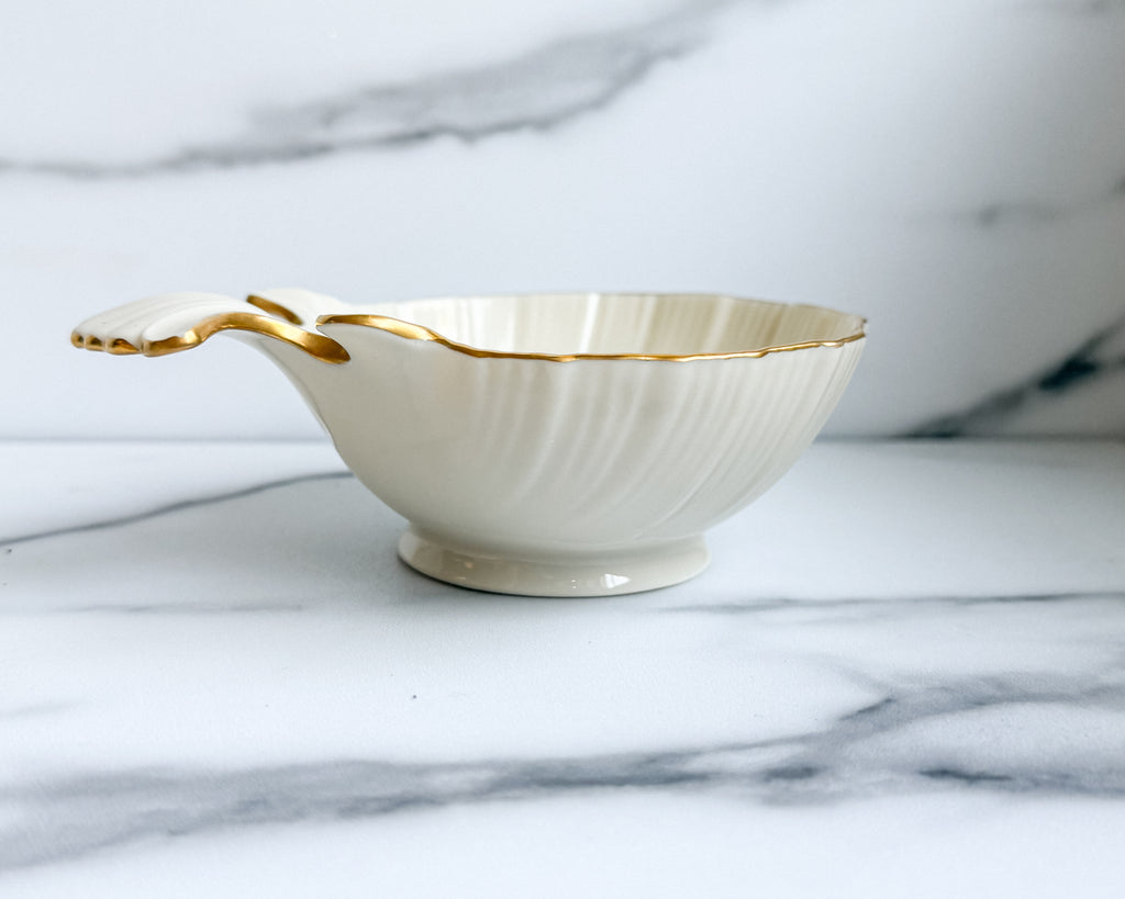 Vintage Lenox Caribbean Shell Serving Set of 3 , Ivory & Gold Porcelain