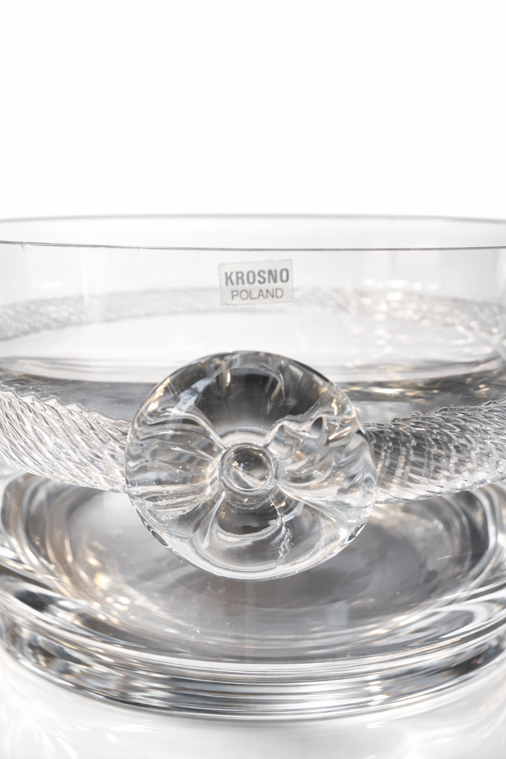 Krosno Poland Crystal Bowl with Twisted Glass Rope Detail