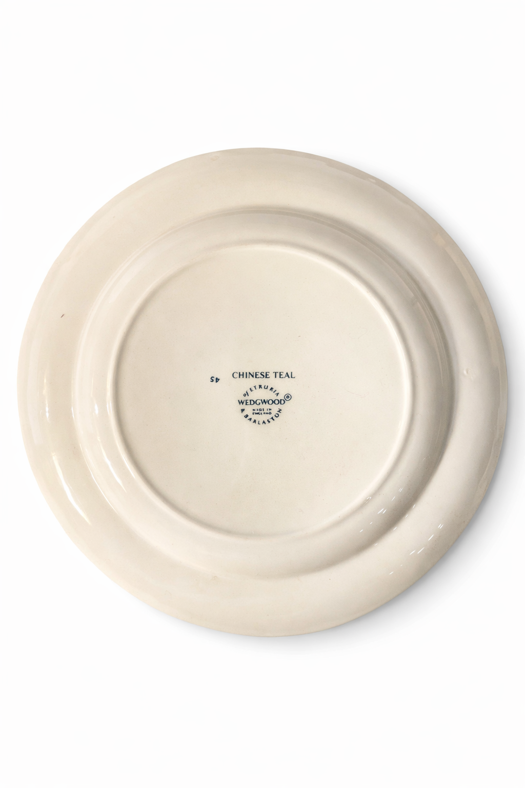 Vintage Wedgwood “Chinese Teal” Scalloped Porcelain Plate – Chinoiserie Bird & Floral
