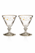 Vintage Gold Butterfly Etched Cocktail Glasses — Set of Two