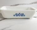 Vintage CorningWare Cornflower Blue Milk Glass Loaf Pan Blue Floral Made in USA