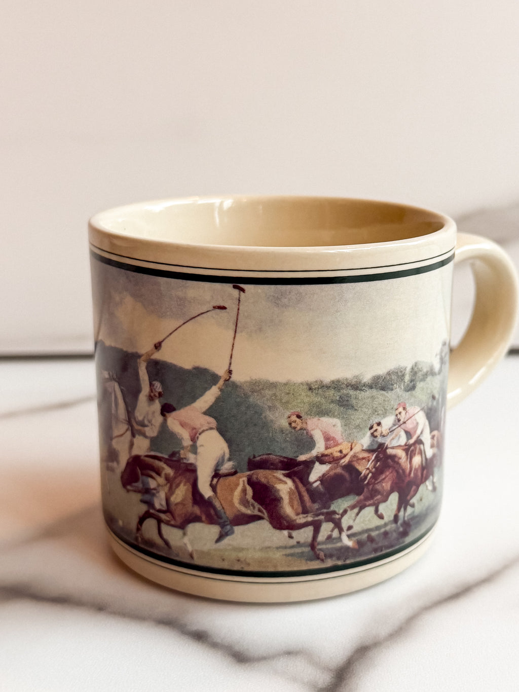 Vintage Polo Ralph Lauren Mug | Polo Players on Horseback | John Charles Dollman Artwork | Made in Japan Collectible Coffee Cup