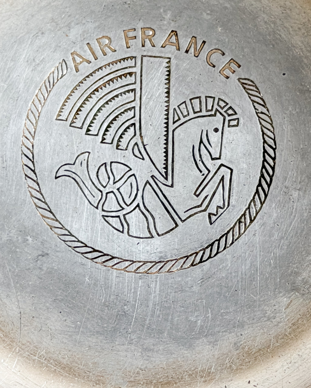 Vintage Air France Aluminum Ashtray – 5.5” Airline Advertising Aviation Collectible