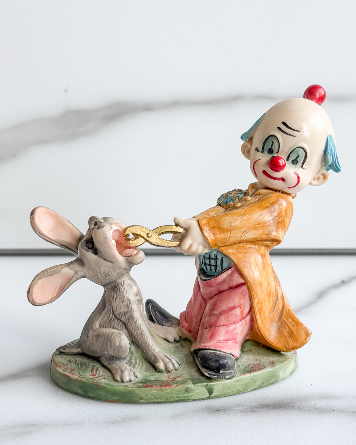 Vintage Fontanini Made in Italy Clown & Donkey Figurine –Hand Painted 3.5”