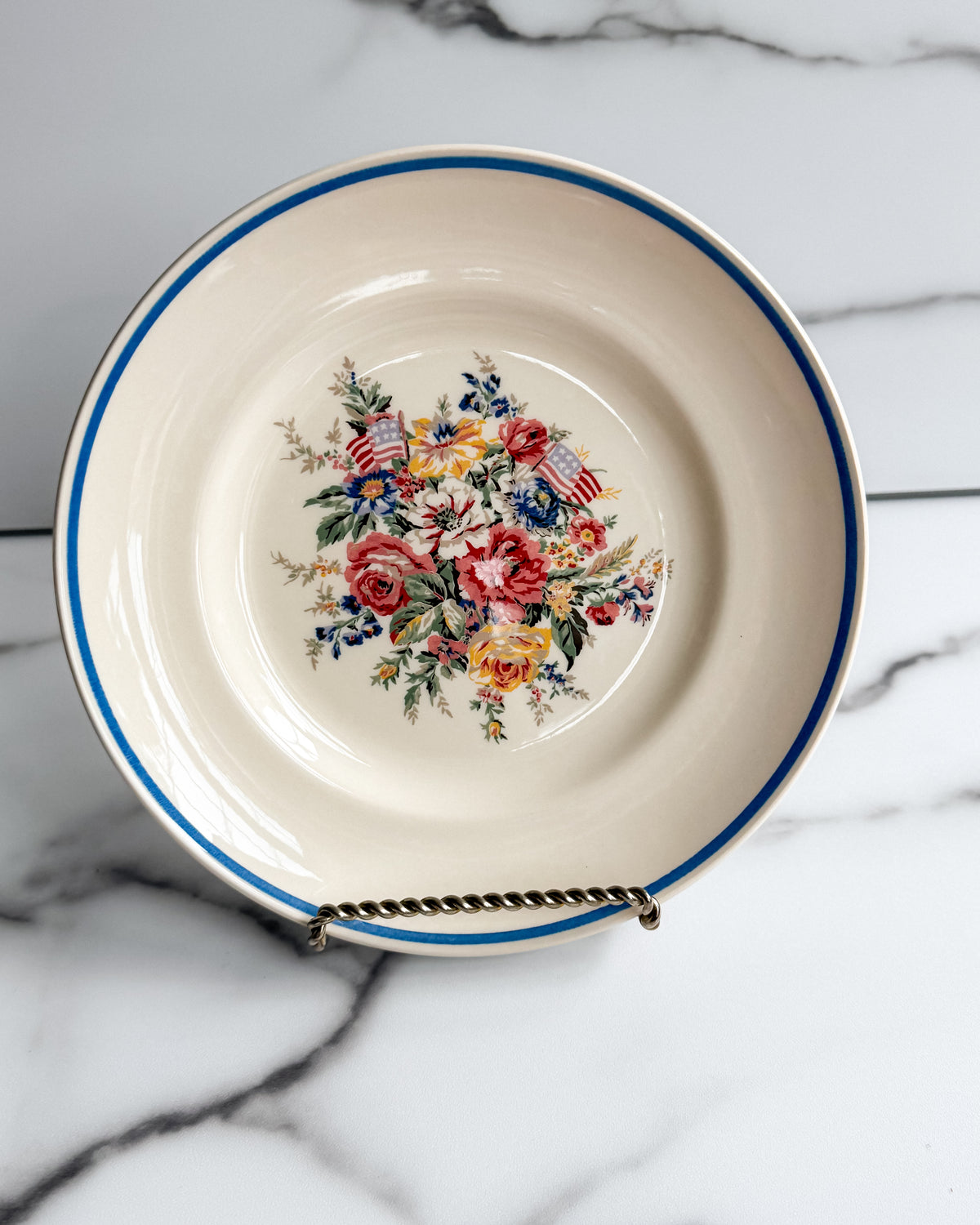 Ralph Lauren Dylan’s Grove Wedgwood 8” Plate Patriotic Floral Made in England
